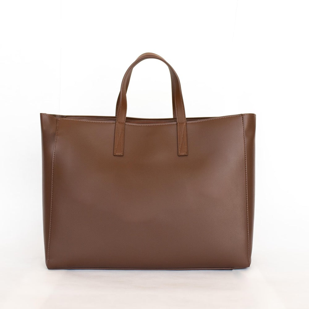 Leather Tote - School or Work Tote with Laptop Sleeve & Water Bottle Holder