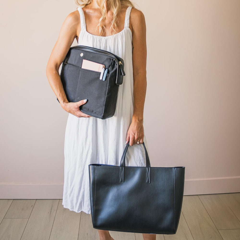 Leather Tote - School or Work Tote with Laptop Sleeve & Water Bottle Holder