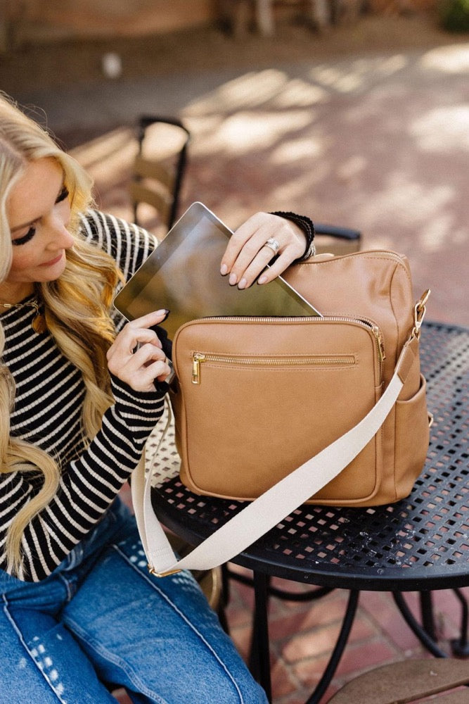 Vegan Leather Convertible Backpack, Diaper, and Crossbody Bag