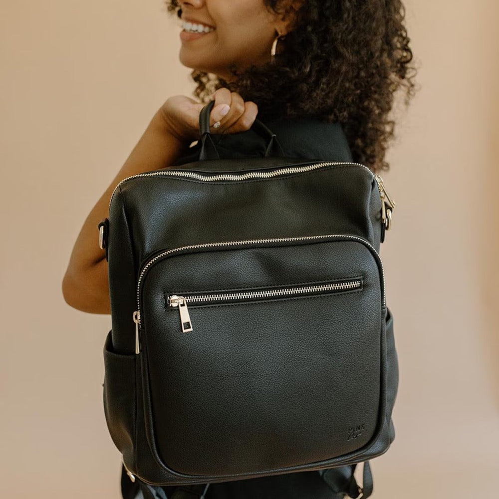 Vegan Leather Convertible Backpack, Diaper, and Crossbody Bag