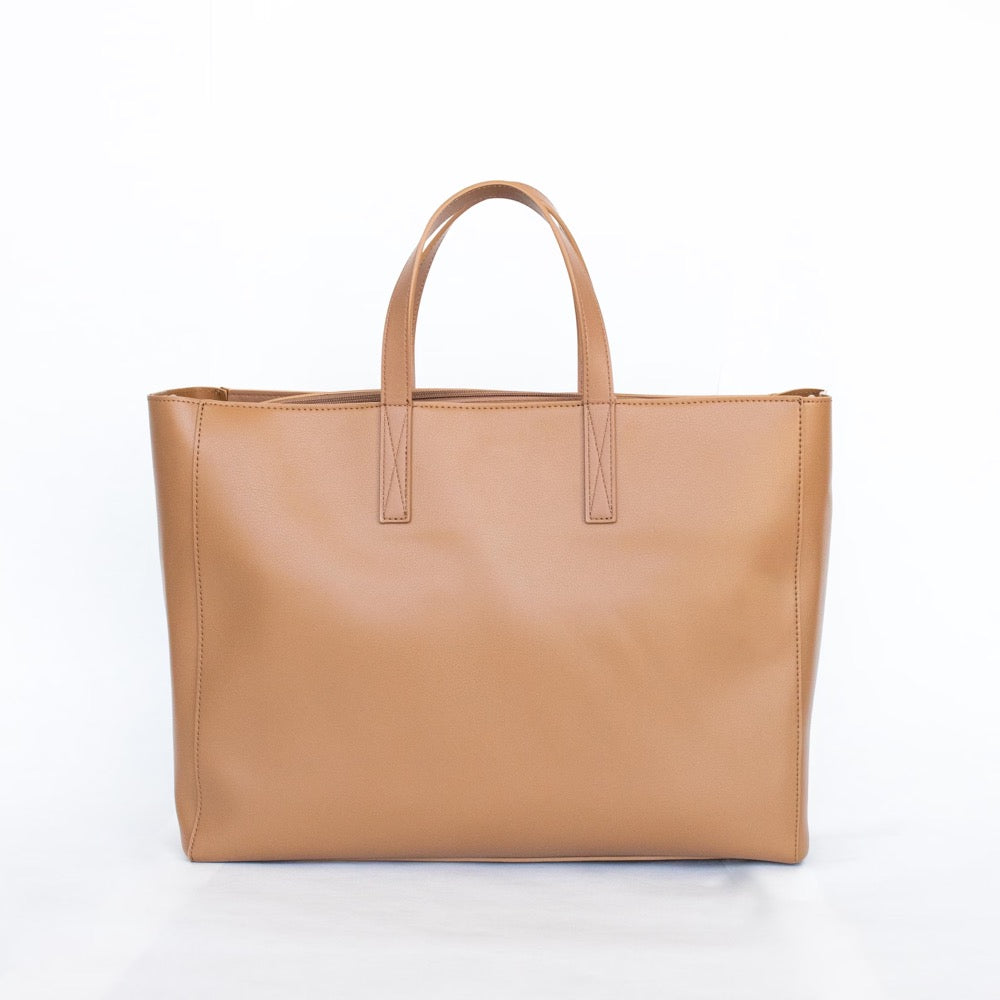 Leather Tote - School or Work Tote with Laptop Sleeve & Water Bottle Holder